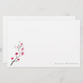 水パーソナライズされた色桜さくらんぼブロッサム 便箋 (正面/裏面)
