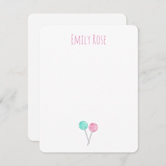 水パーソナライズされた色棒つきキャンデーノートカード ノートカード (正面/裏面)