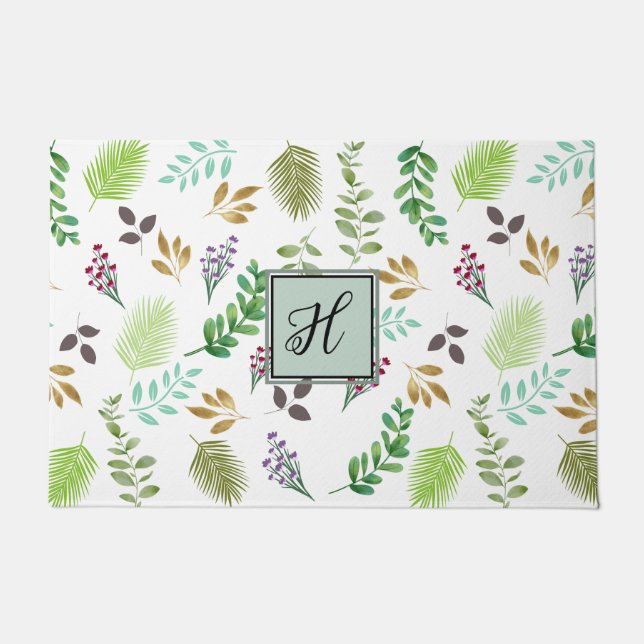 水パーソナライズされた色植物扉マット ドアマット (正面)