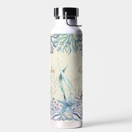 水パーソナライズされた色海シーライフビーチ ウォーターボトル (左面)