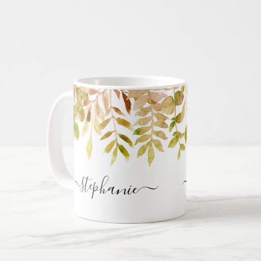 水パーソナライズされた色秋紅葉 コーヒーマグカップ (正面左)