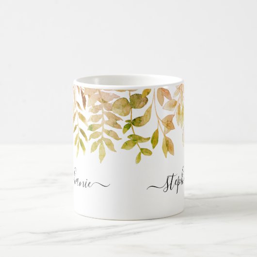 水パーソナライズされた色秋紅葉 コーヒーマグカップ (中央)