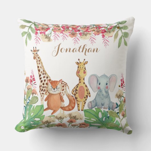 水パーソナライズされた色緑子供部屋ベビープレゼント クッション (正面)