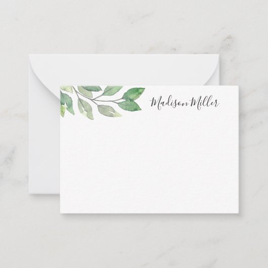 水パーソナライズされた色緑 ノートカード (正面)