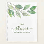 水パーソナライズされた色緑 プランナー手帳 (正面)