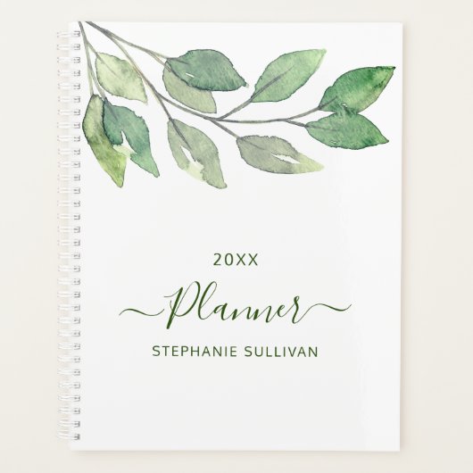 水パーソナライズされた色緑 プランナー手帳 (正面)