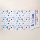 水パーソナライズされた色航海のテーマ ビーチタオル (正面)