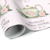 水パーソナライズされた色茶パーティーブライダルシャワー ラッピングペーパー (ロールコーナー)