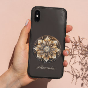 水パーソナライズされた色茶色フローラ曼荼羅 Case-Mate iPhone 14 PROケース