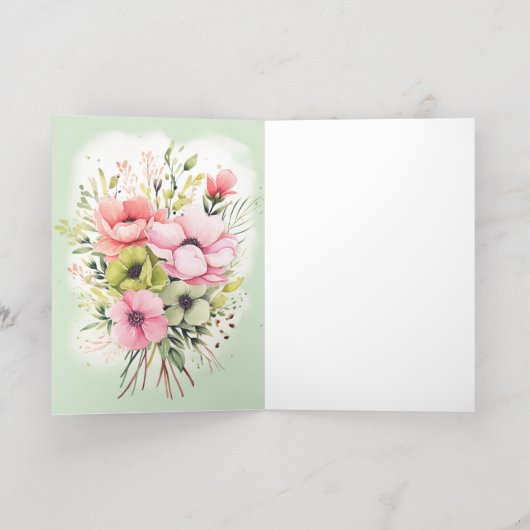 水パーソナライズされた色記念日カエレガントード 箔グリーティングカード (内側レイダウン)