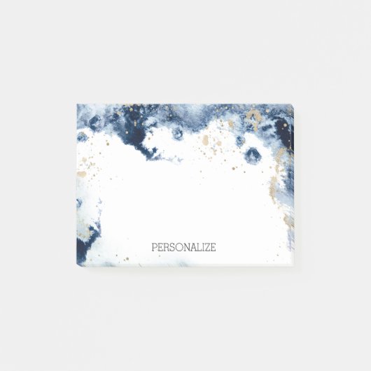 水パーソナライズされた色金ゴールドネイビーブルー ポストイット (正面)