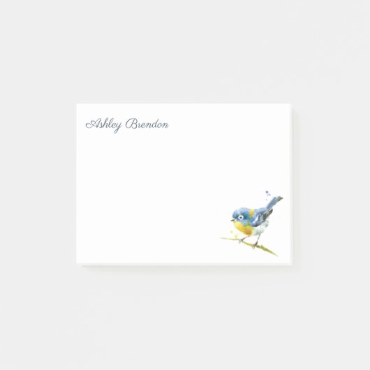 水パーソナライズされた色鳥フラットノートセット50 ポストイット (正面)