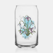 水パーソナライズされた色1月誕生花 ガラス缶 (正面)