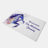 水パーソナライズされた色(ばちゃばちゃ)跳ねるホース絵を描ズ ドアマット (アングル)