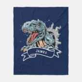 水パーソナライズされた色Tレックス恐竜キッズ フリースブランケット (正面)