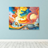 水ビットに当たる火災 キャンバスプリント (インサイチュ (ウッドフロア))