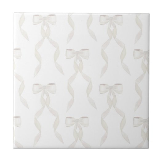 水ファンシー色の白い弓パタ男女兼用ーン タイル (正面)