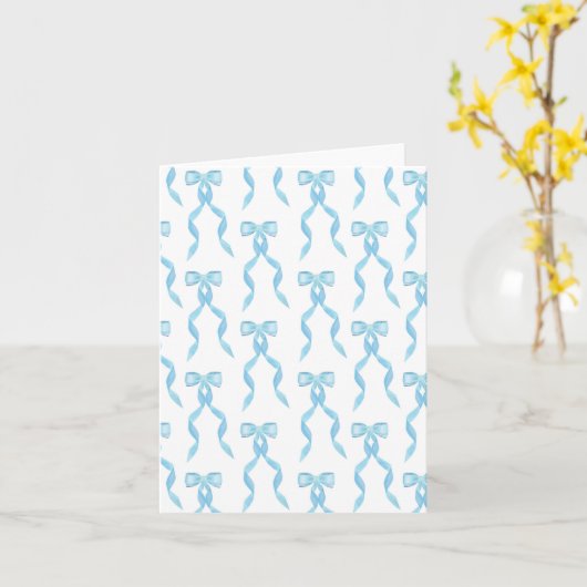 水ファンシー色の青い弓パターン カード (黄色い花)