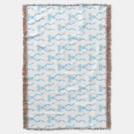 水ファンシー色の青い弓パターン スローブランケット (正面縦)