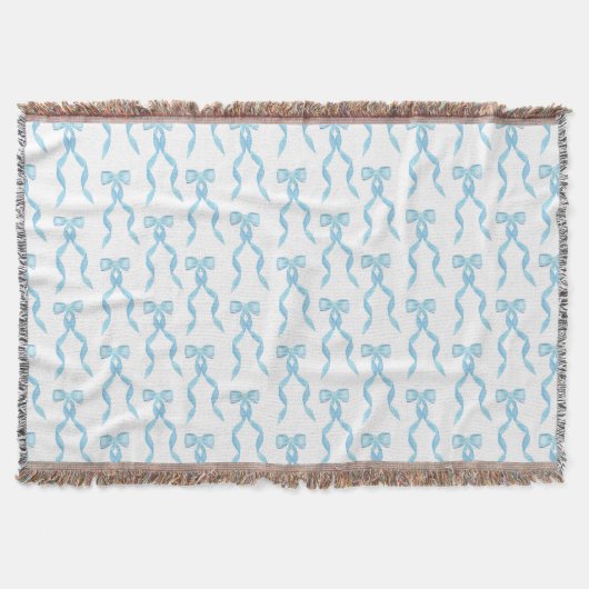 水ファンシー色の青い弓パターン スローブランケット (正面)