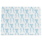 水ファンシー色の青い弓パターン ラージペーパーバッグ (正面)