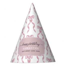 水ファンシー色ピンクボウ誕生日パーティー パーティーハット