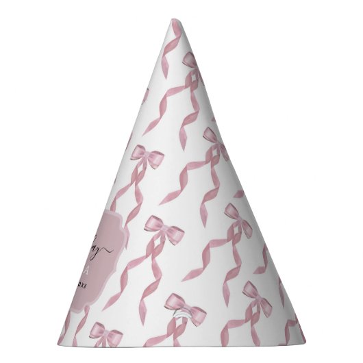 水ファンシー色ピンクボウ誕生日パーティー パーティーハット (右)