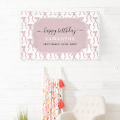 水ファンシー色ピンクボウ誕生日パーティー 横断幕 (インサイチュ)