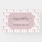 水ファンシー色ピンクボウ誕生日パーティー 横断幕 (横)