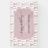 水ファンシー色ピンクボウ誕生日パーティー 横断幕 (縦)