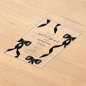 水ファンシー色ブラックボウフォーマルブライダルシャワー アクリル招待状 (レイダウン)