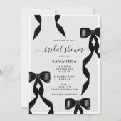 水ファンシー色ブラックボウフォーマルブライダルシャワー 招待状 (正面)