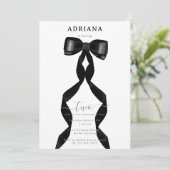 水ファンシー色ブラックボウフォーマル誕生日 招待状 (スタンド正面)