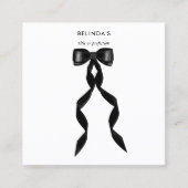 水ファンシー色ブラックボウQRコードソーシャルメディア スクエア名刺 (正面)