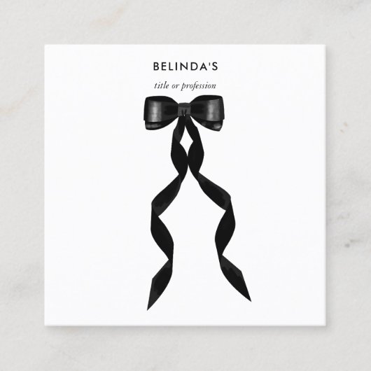 水ファンシー色ブラックボウQRコードソーシャルメディア スクエア名刺 (正面)