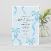 水ファンシー色ブルーボウフォーマルブライダルシャワー 招待状 (スタンド正面)
