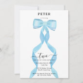 水ファンシー色ブルーボウフォーマル誕生日 招待状 (正面)