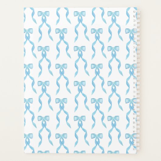 水ファンシー色ブルーボウモノグラムの結婚ズ プランナー手帳 (裏面)