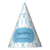 水ファンシー色ブルーボウ誕生日 パーティーハット (正面)