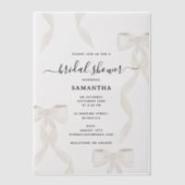 水ファンシー色ホワイトボウフォーマルブライダルシャワー ベラム紙招待状 (正面)