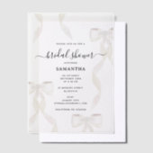 水ファンシー色ホワイトボウフォーマルブライダルシャワー ベラム紙招待状 (オフセット)
