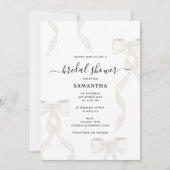 水ファンシー色ホワイトボウフォーマルブライダルシャワー 招待状 (正面)
