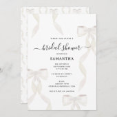 水ファンシー色ホワイトボウフォーマルブライダルシャワー 招待状 (正面/裏面)