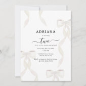 水ファンシー色ホワイトボウフォーマル子供の誕生日 招待状 (正面)