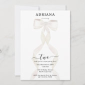 水ファンシー色ホワイトボウフォーマル誕生日 招待状 (正面)