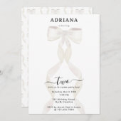 水ファンシー色ホワイトボウフォーマル誕生日 招待状 (正面/裏面)