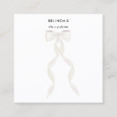 水ファンシー色ホワイトボウQRコードソーシャルメディア スクエア名刺 (正面)