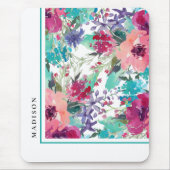 水フェミニンカラフル彩花模様 マウスパッド (正面)