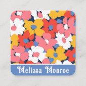 水フェミニンカラフル色春の花カジュアル スクエア名刺 (正面)