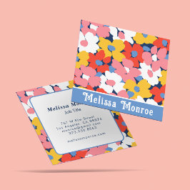 水フェミニンカラフル色春の花カジュアル スクエア名刺